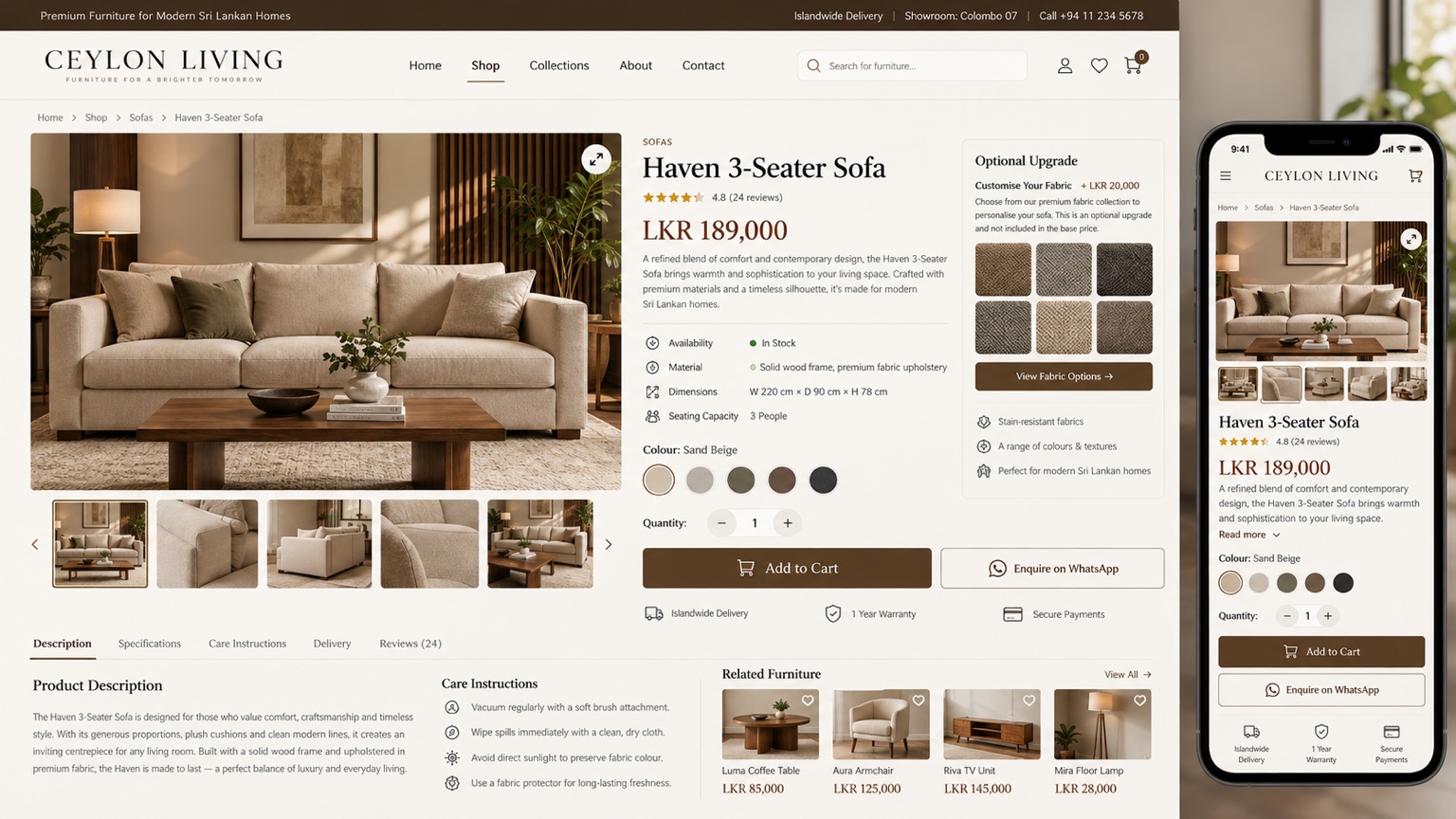 Product photos, details & variations illustrative UI concept